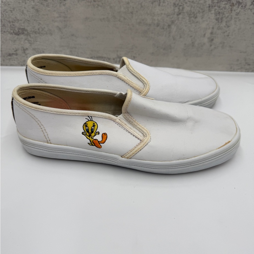 Vintage 1999 Looney Tunes Tweety Bird Leather Slip On Shoes Size 8